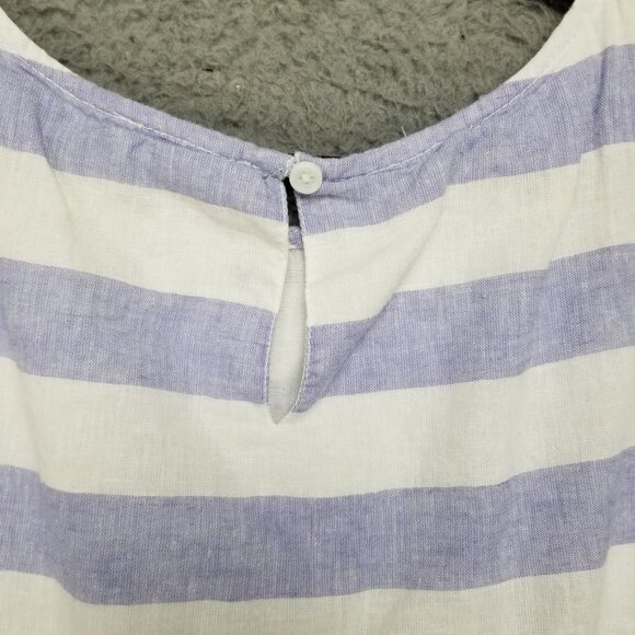 beachlunchlounge Dress Womens XL Purple White Striped Linen Blend Sleeveless - Picture 11 of 14